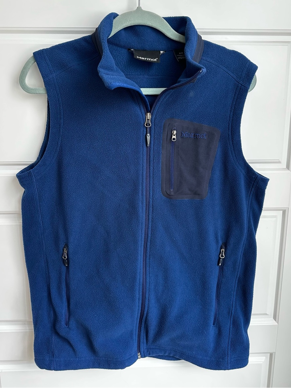 Marmot Royal Blue Fleece Vest with Navy Chest Pocket
